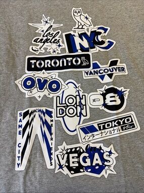 OVO Grey Graphic City-Logo T-Shirt
